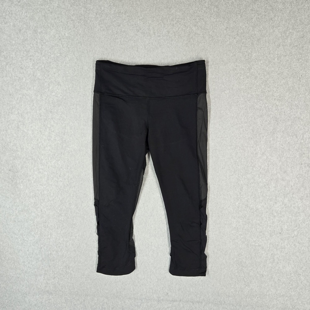 Lululemon Women Activewear Pants 8 Black Capri Running Legging Mesh Slim